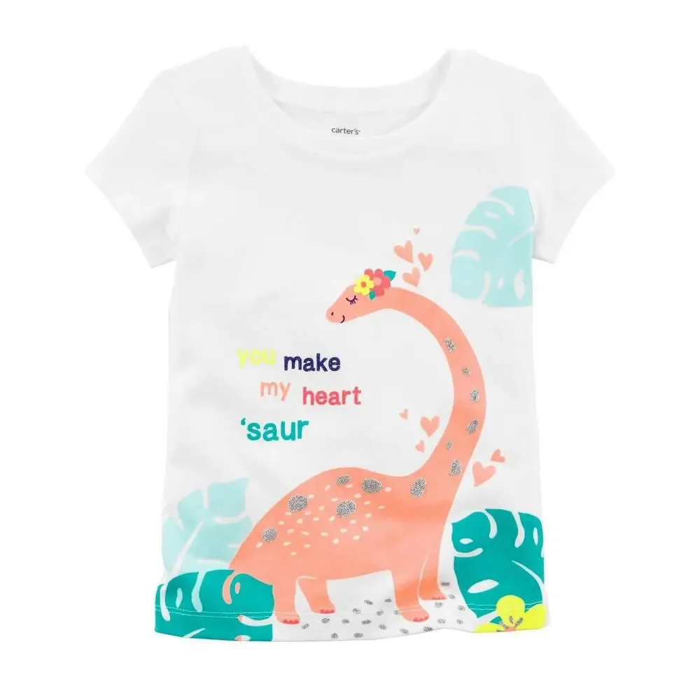 Carter’s Dinosaur Graphic Tee Baby Girl 6M NWT You Make My Heart Saur Infant